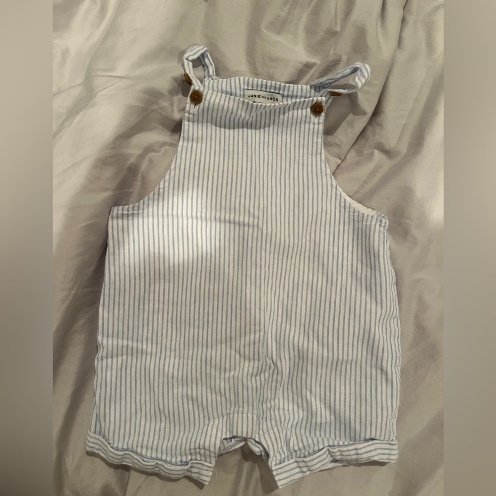 Janie and Jack Blue and White Striped One Piece